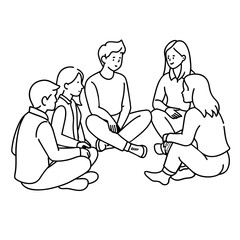 A group of people discussing vector illustration