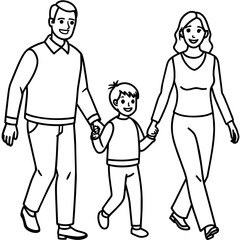 Family Line art vector Illustration