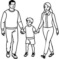 Family Line art vector Illustration