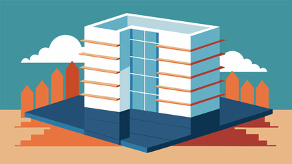 Expanded polystyrene panels are strategically p within the buildings structure to absorb and dissipate seismic forces.. Vector illustration