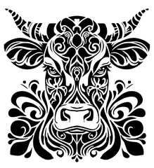 Vector, Cow, Head, Illustration, Design, Farm Products, Livestock, Dairy Industry, Minimalistic, Icon, Packaging