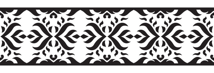 Ethnic seamless border pattern. Ornament vector illustration. Classic ornate element. Baroque floral vintage style. Decorative border design for frame, textile, fabric, clothing, carpet, curtain, rug.