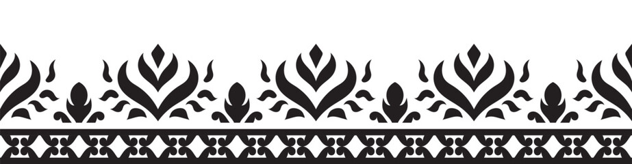 Ethnic seamless border pattern. Ornament vector illustration. Classic ornate element. Baroque floral vintage style. Decorative border design for frame, textile, fabric, clothing, carpet, curtain, rug.