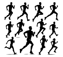 Set of silhouette illustration Runner vector