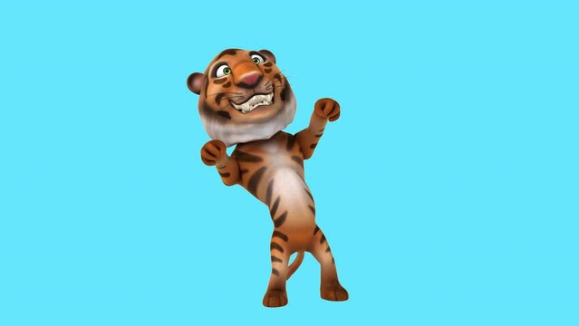 Fun 3D cartoon tiger dancing (with alpha channel included)