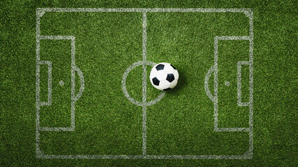 green grass texture with a soccer ball - well groomed turf in the garden