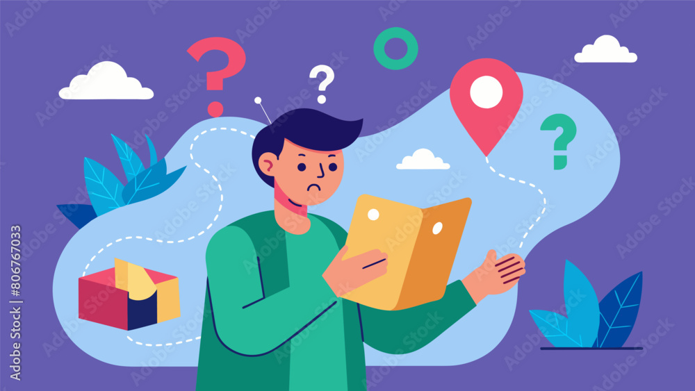 Aufkleber a confused person looking at a map of misinformation filled with misinformation bubbles and dead end