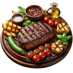 Tasty grilled beef fillet steak png isolated on transparent background