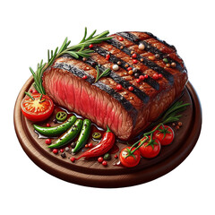 Tasty grilled beef fillet steak png isolated on transparent background