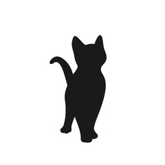 Silhouette of a kitten in vector, flat style.