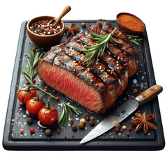 Tasty grilled beef fillet steak png isolated on transparent background