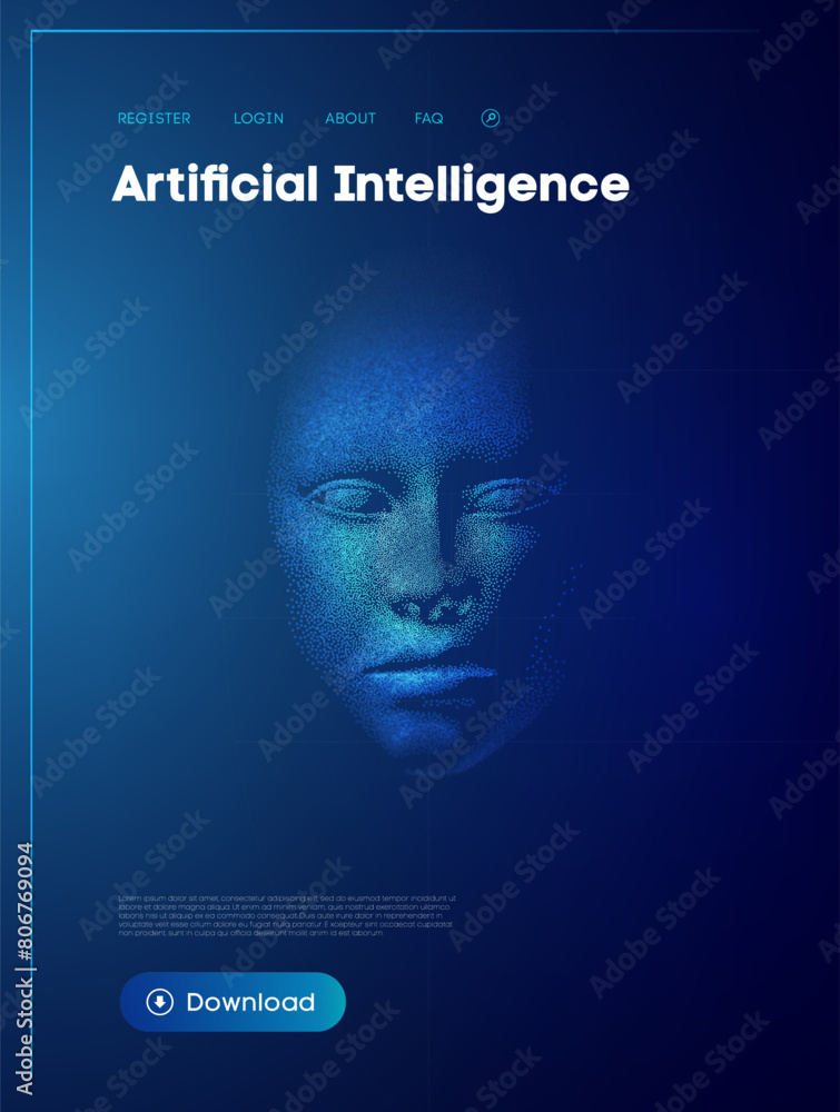 Poster artificial intelligence, smart network digital technology. information artificial neural network tec
