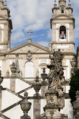 Fototapeta na wymiar Baroque stairway to Bom Jesus do Monte sanctuary near Braga, Portugal