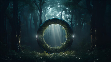 Magic teleport in mystic fairytale forest