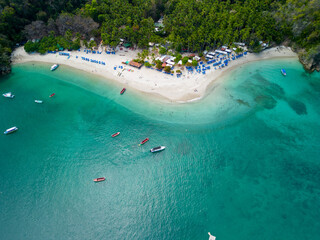 Aerial view of vibrant Tortuga Island, Puntarenas, Costa Rica