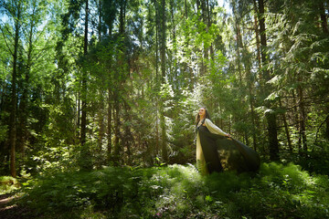 Beautiful seductive dryad. Pagan spirit of the forest. Portrait of beautiful dryad. Fairy who loves...