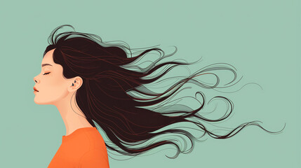 Illustration of a woman with long hair