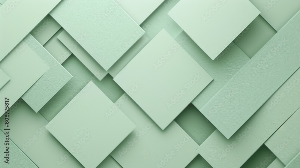 Aufkleber 3d rendering of sage green squares and rectangles aig51a.