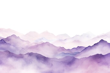 Purple tones watercolor mountain range on white background with copy space display products blank copyspace for design text photo website web banner 