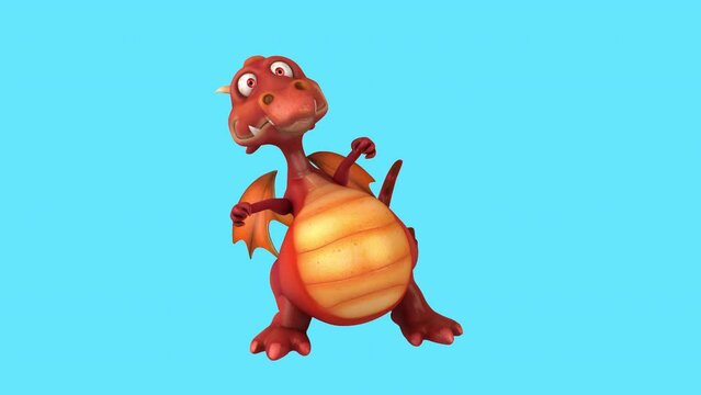 Fun 3D cartoon dragon dancing (with alpha channel dancing)