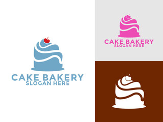 Cake logo icon template, Cake bakery logo vector illustration