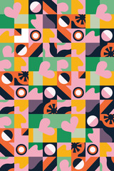 Geometric pattern pink hearts vector pattern seamless texture for packaging banner poster design elements