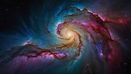 Spiraling galaxy with vibrant clouds of star formation