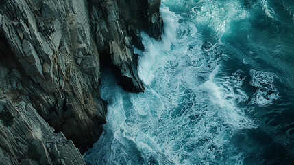 Coastal Cliffs Dramatic coastal cliffs rising majestically from the azure sea with waves crashing...