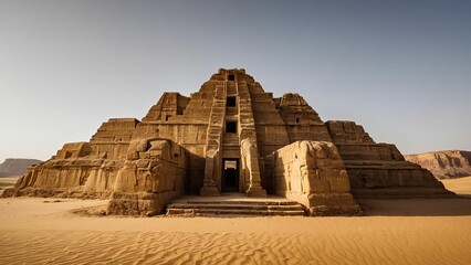 Weathered ancient temple amidst desert sands