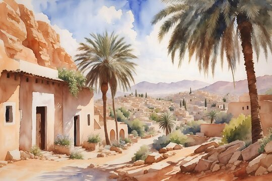 Djanet Algeria Country Landscape Illustration Art