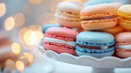 Obraz premium Macarons, colorfur dessert, gourmet sweets, food photography