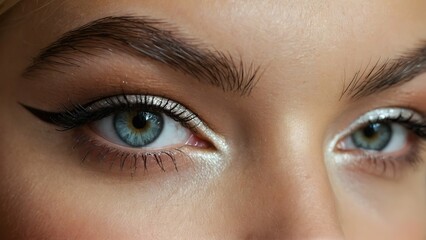 Fototapeta premium Close up of eyes with detailed makeup and elegant beauty