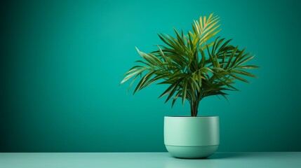 A lush potted plant gracing a table, bringing natures calm into the living space