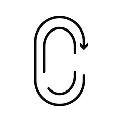 Transfer, swap, exchange, spin, flip concept. Circular arrow editable stroke outline icon with white artboard.
