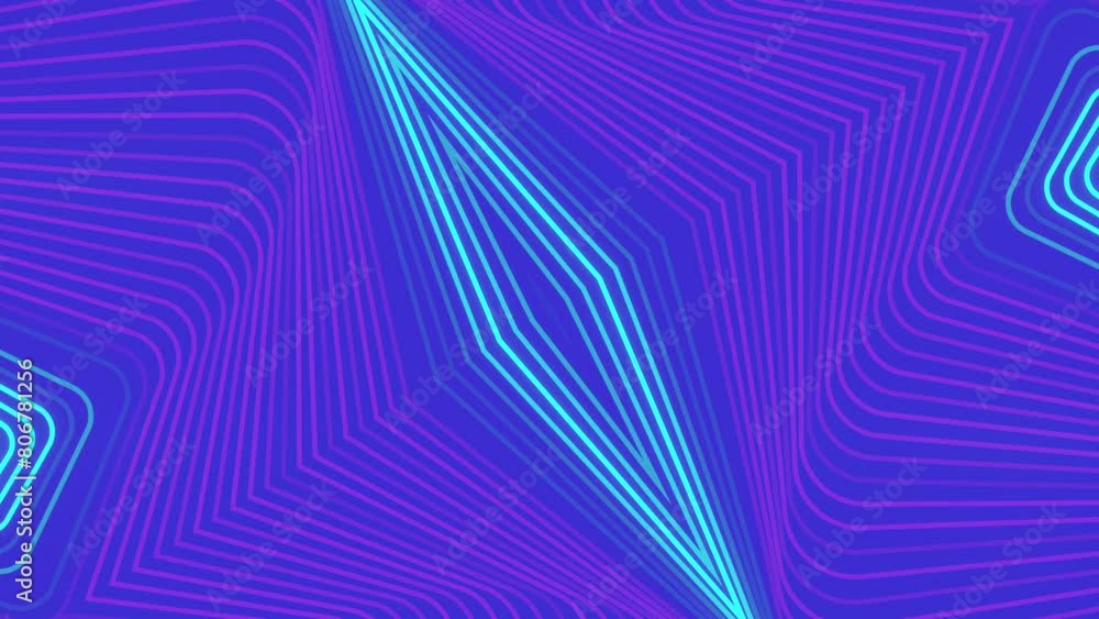 Poster Symmetrical pattern of moving light blue stripes. 3d rendering loop animation 4K