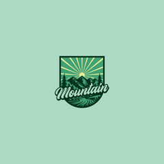 Mountain logo vector image,MOUNTAIN LOGO BADGE, EMBLEM
