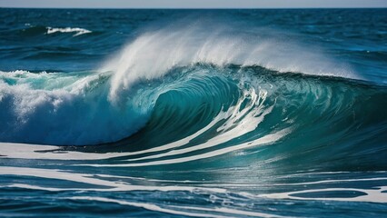 Crystal blue wave curling in the serene ocean