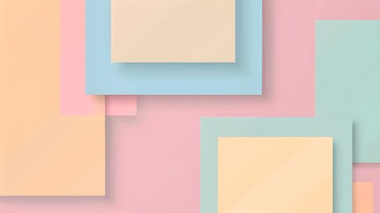 Fototapeta premium Modern Abstract Pastel Paper Design with Soft Shadows in Pink, Blue, and Cream Tones for Creative Backgrounds and Wallpapers