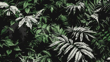 Close-Up Nature View Featuring Black, White, And Green, Capturing The Essence Of Contrast And Harmony In The Natural World, Cartoon Background