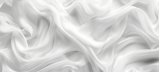 Obraz premium White fabric with gentle folds and flowing waves creating a textured and silky look. The material appears soft and delicate, with lighting and shadow effects enhancing its flowing appearance