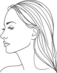 Hand-drawn one-line vector art illustration of a women