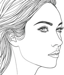Hand-drawn one-line vector art illustration of a women