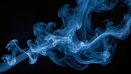 Fototapeta premium Ethereal blue smoke swirling against a dark background