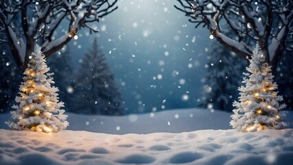 Fototapeta premium Serene winter landscape at twilight with sparkling snow