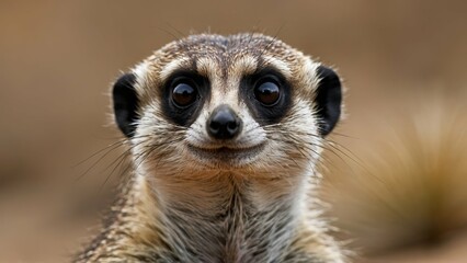 Fototapeta premium Close up of an attentive meerkat on guard in natural habitat