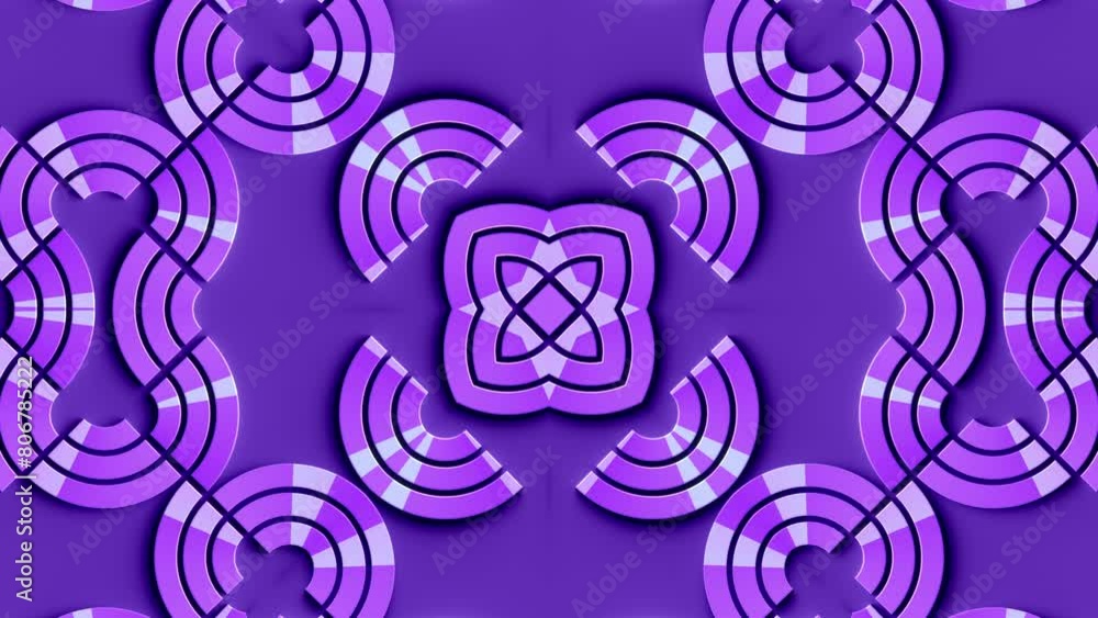 Aufkleber Pattern with a repeating motif of lines and curves. 3d rendering loop animation