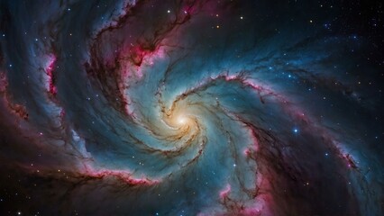 Spiraling galaxy with vibrant clouds of star formation