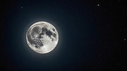 Fototapeta premium Glowing full moon illuminating a tranquil starry night sky
