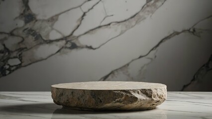 Elegant marble display platform in a modern minimalist setting