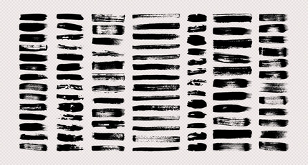 Set of black grunge brush strokes